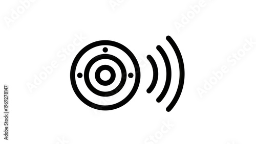 Wireless Audio Speaker Icon Vector Illustration, Minimalist Sound Signal Symbol for Digital Media and Smart Home Technology Interface Design