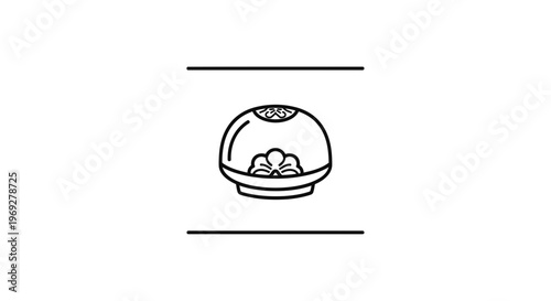 Minimalist line art icon of a diffuser with essential oil and petals