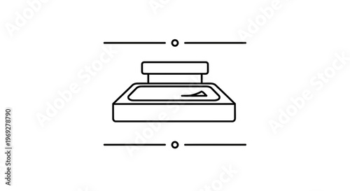 Minimalist Line Art Icon of a Vintage Inkwell with Pen