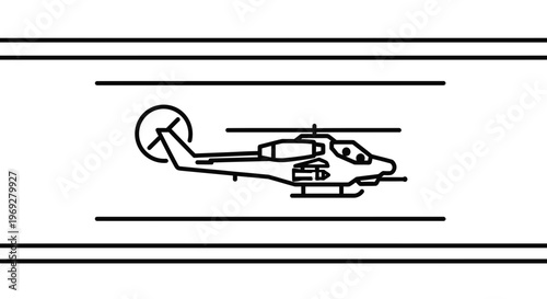 Military Helicopter Icon on White Background, Vector Illustration
