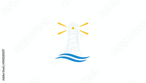 Lighthouse Beacon Guiding Ships at Sea with Waves
