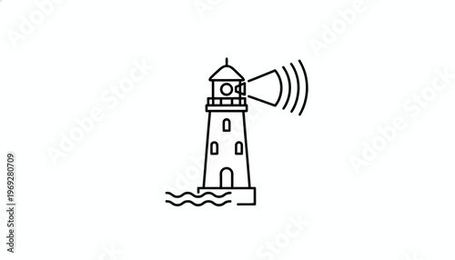 Lighthouse Beacon Signal Wave Icon