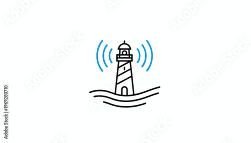 Lighthouse Beacon Signal Waves Broadcast Navigation Safety Maritime Communication