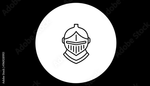 Knight Helmet Icon, Medieval Warrior Armor Symbol, Vintage Protection Emblem