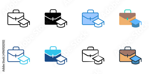 Internship icons set multiple style collection. Editable stroke 
