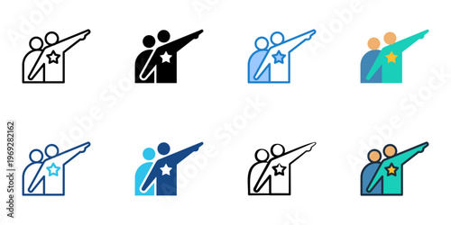 Mentor icons set multiple style collection. Editable stroke 
