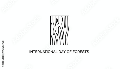 International Day of Forests Logo Icon with Wood Grain Texture