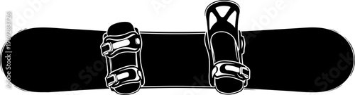 Black snowboard, snowboard equipment, winter sports gear, vector illustration