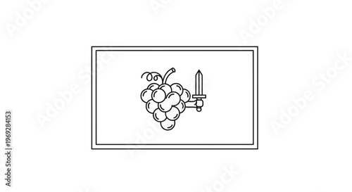 Grape Bunch with Sword Icon: Symbol of Viticulture, Agriculture, and Defense