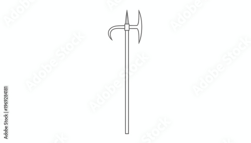 Halberd Weapon Illustration: Medieval Polearm, Historical Combat Tool, Vector Graphic