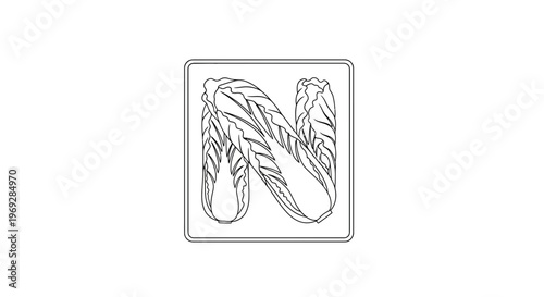Napa Cabbage Outline Icon, Fresh Vegetable Vector Illustration