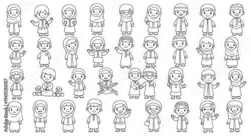 Collection of cartoon characters in various poses and outfits.