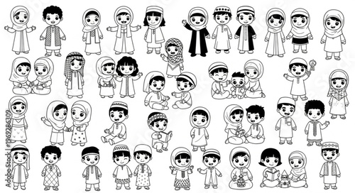 Collection of cartoon characters in various poses and outfits.
