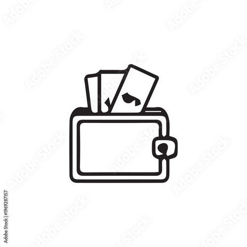 Minimalist wallet icon with cards on white background. Neutral lighting and professional mood. Ideal for banking apps, UI, and e-commerce use cases.