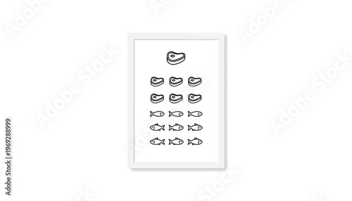 Minimalist Food Pyramid: Steak and Fish Icons in a Clean, Modern Design