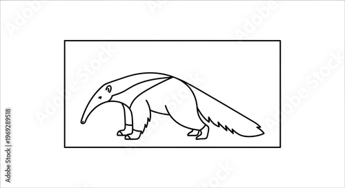 Line Art Drawing of an Anteater Walking - Simple Vector Illustration