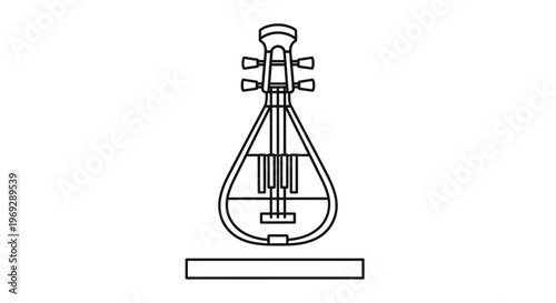 Line Art Icon of a Lyre, Ancient Greek Musical Instrument