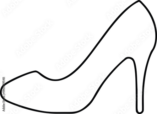 Fashionable High Heel Shoe Outline Depicting Feminine Grace and Sophisticated Attire