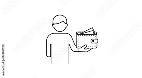 Man Holding Wallet Full of Cash - Financial Concept Icon