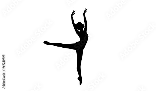 Elegant ballet dancer girl silhouette vector illustration isolated on white background graceful performance design