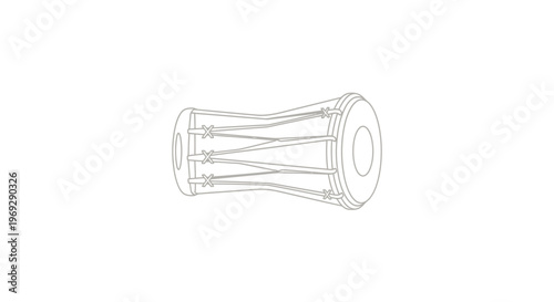 Indian Dholak Drum Outline Vector Illustration