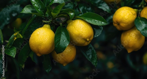 Handpicked lemons with dewy freshness and greenery