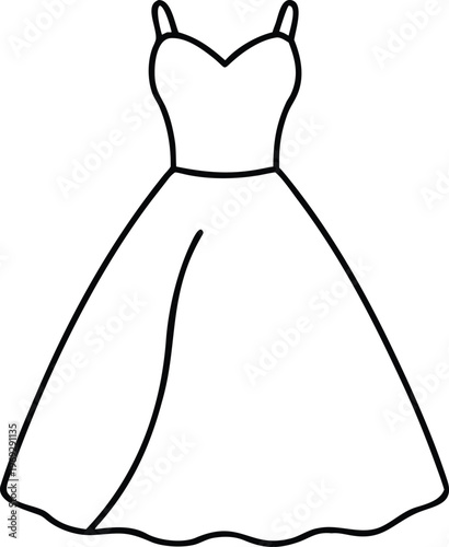 Graceful evening gown sketch with a flowing skirt and fitted bodice for apparel illustrations
