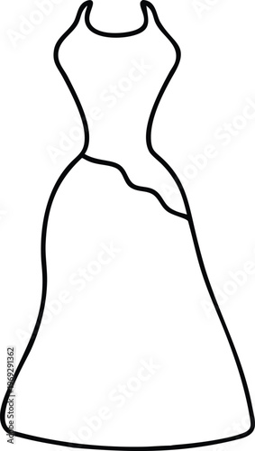 Graceful long dress outline icon suitable for various fashion related projects and clothing branding