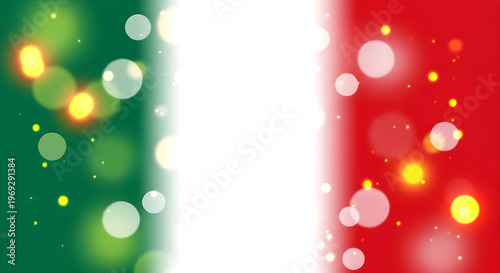 Abstract Italian Flag Colors Background with Festive Bokeh Lights for Cinco de Mayo