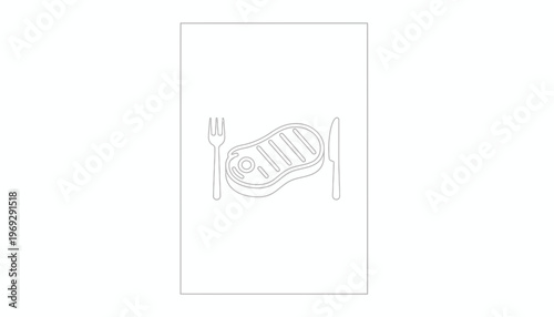 Grilled Steak with Fork and Knife Icon Outline