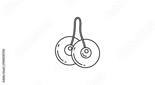 Hand Drawn Icon of Finger Cymbals, Musical Instrument, Isolated on White Background