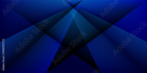 Black dark navy blue silver abstract pattern background. Geometric shape. Line triangle angle fold polygon diamond 3D. Color gradient ombre. Rough grain noise. Light shadow. Matte shimmer. Minimum.