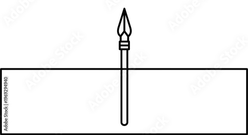 Ancient Spear Piercing a Rectangular Surface - Historical Weaponry