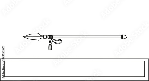 Ancient Spear Weapon Icon, Historical Military Equipment, Line Art Vector
