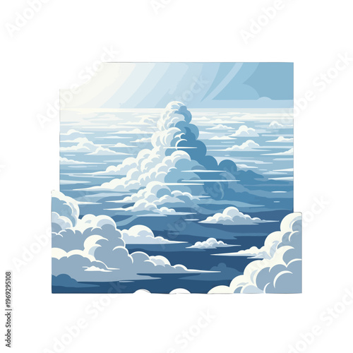 Vast expanse of atmospheric clouds under bright sunlight