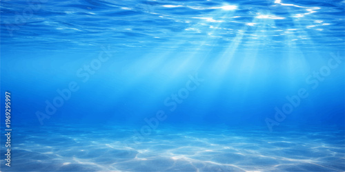Abstract tranquil undersea scene with sunlight beams, serene underwater landscape, and ethereal aquatic world.