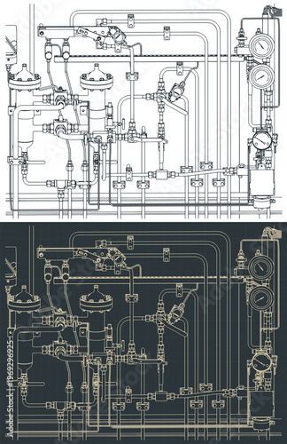 Industrial hydraulic control system blueprints