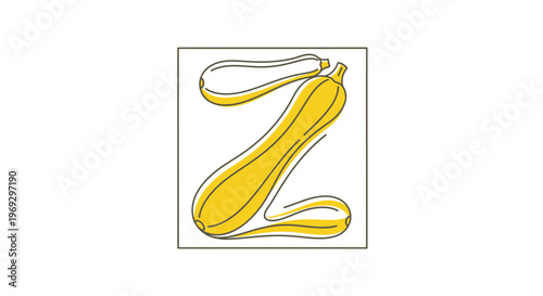 Creative Letter Z Logo with Yellow Zucchini Squash Illustration