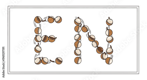 Creative Letters EN made of Macadamia Nuts, Organic Food Typography