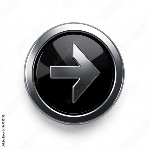 Free Download Black and Silver Right Arrow Button Icon with Glossy Metallic Finish - GFXLoad