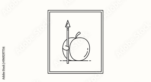 Cartoon Apple Warrior with Spear, Funny Fruit Character, Healthy Food Concept