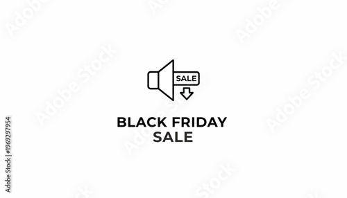 Black Friday Sale Megaphone Icon with Arrow - Announcement and Promotion