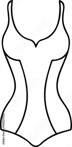 Graceful outline of a one piece swimsuit ideal for summer style and beachwear collections