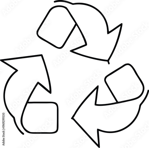 Hand Drawn Style Recycling Symbol Outline for Green Living and Conservation