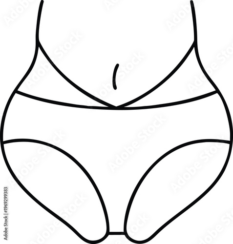 High waist womens briefs outline drawing represents comfortable everyday lingerie and style