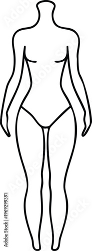Headless Female Mannequin Body Outline for Tailoring and Garment Pattern Development
