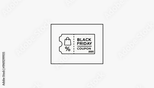 Black Friday Coupon Icon, Discount Offer, Sale Promotion, Shopping Bag, Percentage Sign