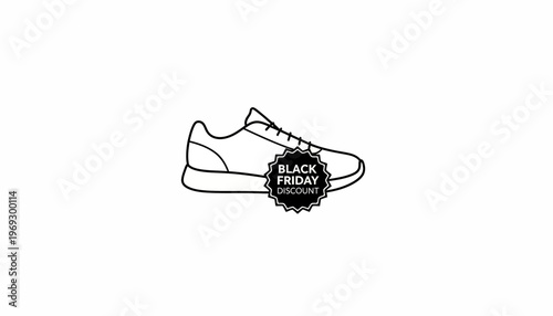 Black Friday Discount Shoe Sale Icon, Sneaker with Sale Badge
