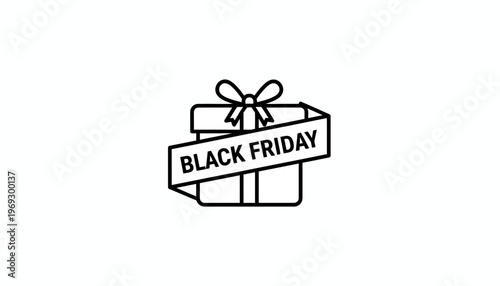 Black Friday Gift Box Icon with Ribbon and Bow - Sale Promotion
