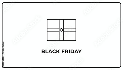 Black Friday Gift Box Icon with Ribbon and Bow